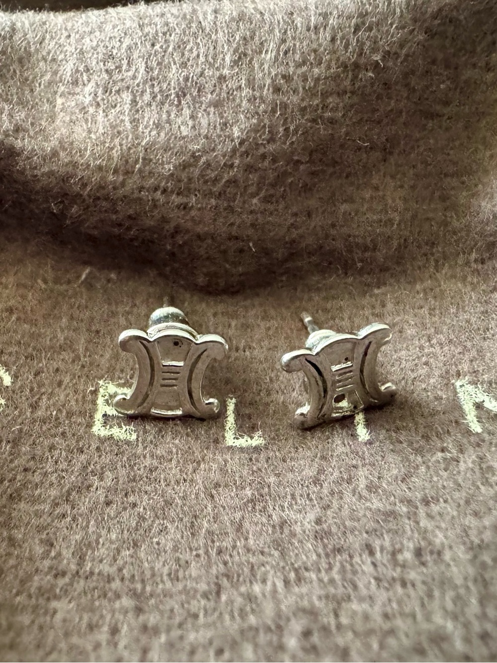 Celine Trimphe pierced silver earrings